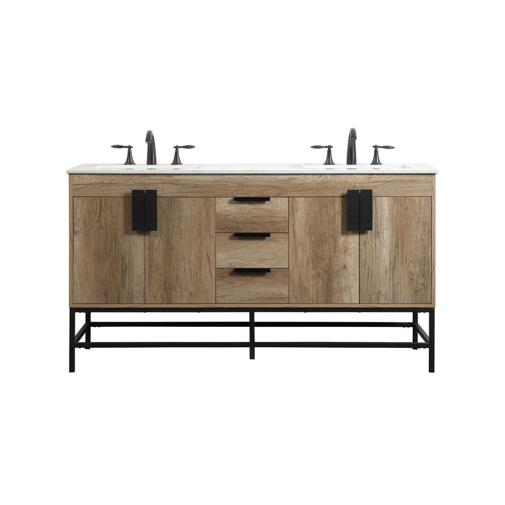 60 inch double bathroom vanity in natural oak. Picture 1
