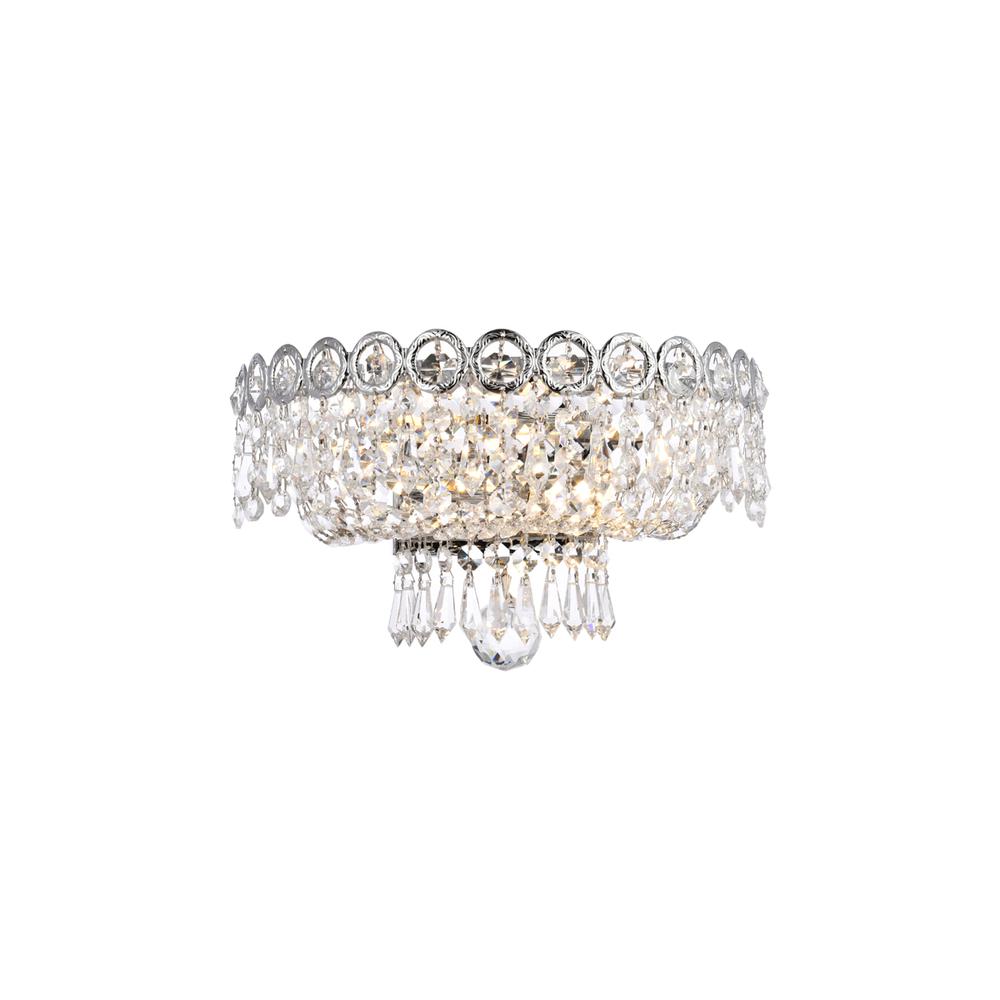 Century 2 light Chrome Wall Sconce Clear Royal Cut Crystal. Picture 1