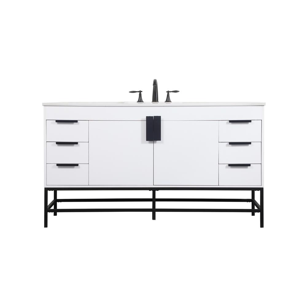 60 inch Single bathroom vanity in white. Picture 1