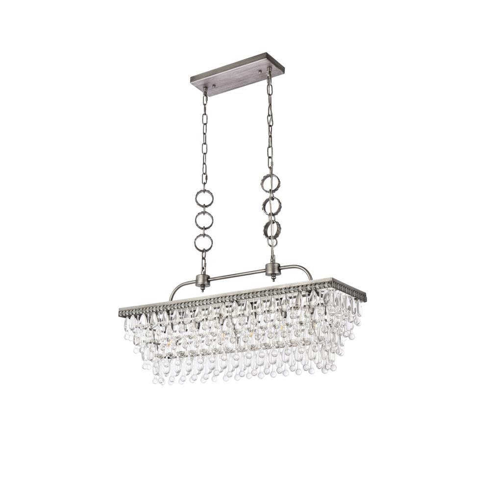 Nordic 32 inch rectangle pendant in antique silver. Picture 6