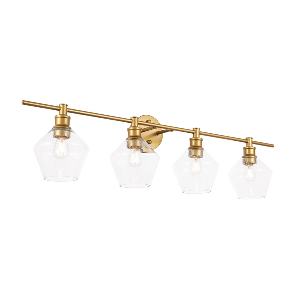 Gene 4 light Brass and Clear glass Wall sconce. Picture 13