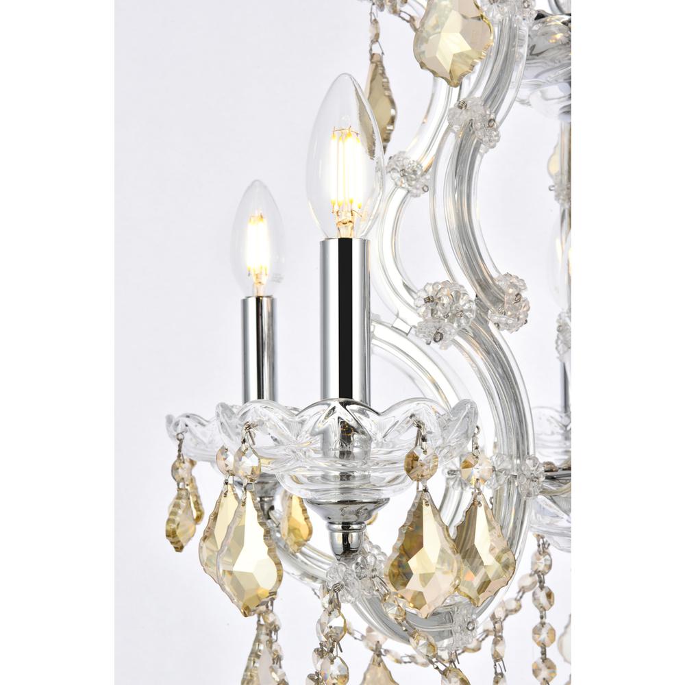 Maria Theresa 6 light Chrome Pendant Golden Teak (Smoky) Royal Cut Crystal. Picture 4