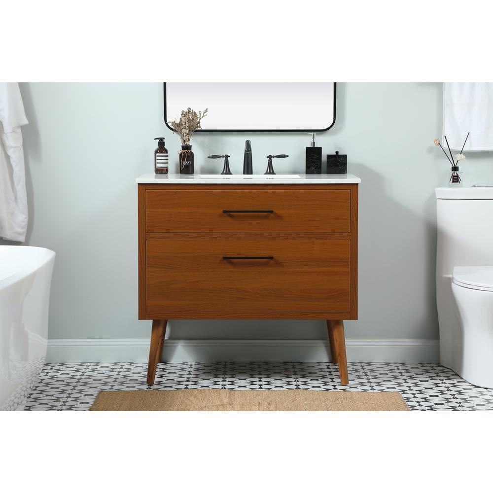 36 inch Single bathroom vanity in teak. Picture 14