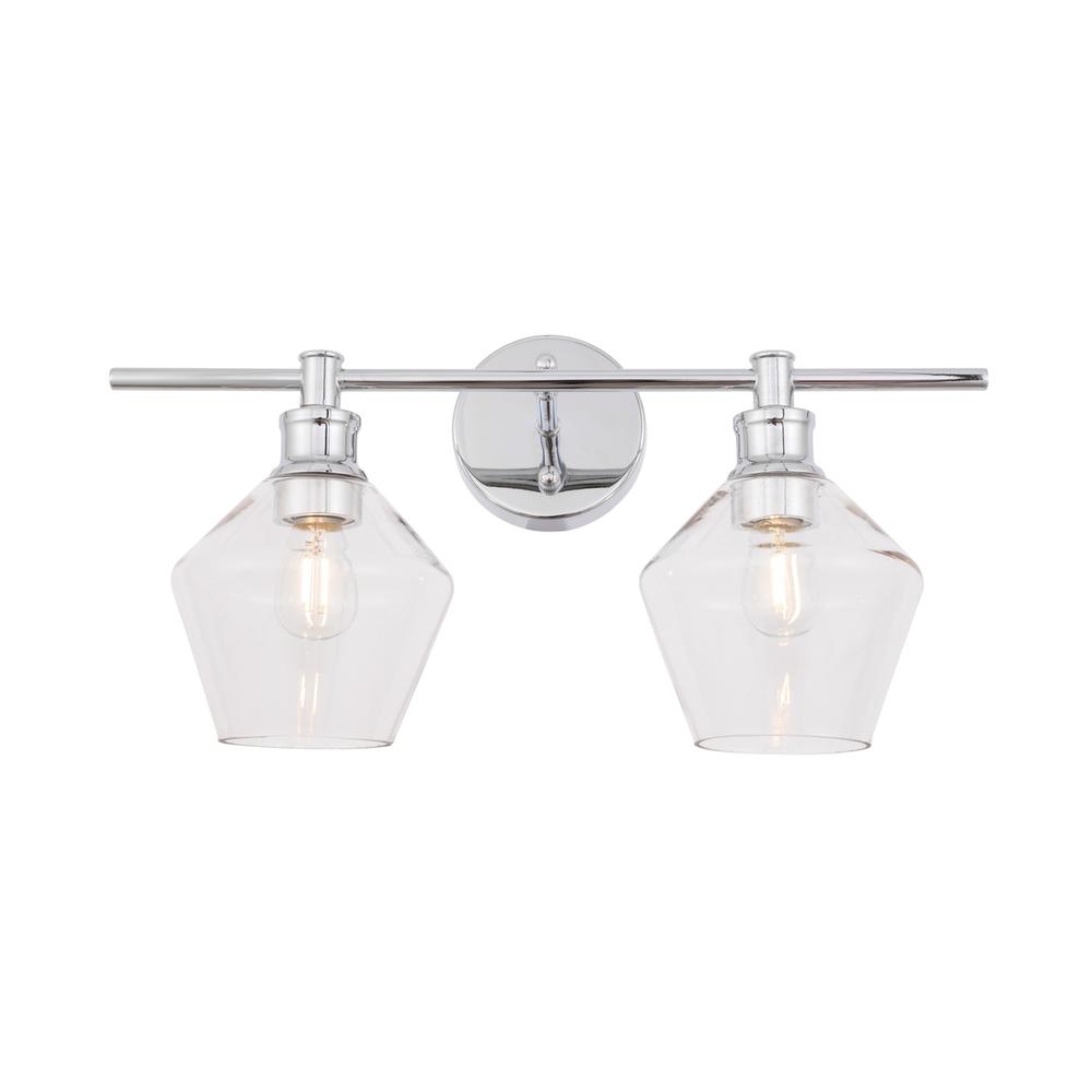 Gene 2 light Chrome and Clear glass Wall sconce. Picture 11