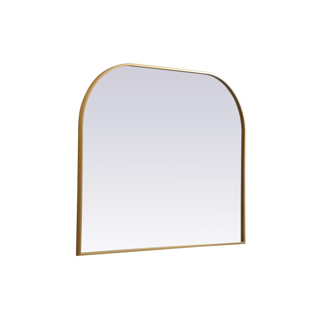 Metal Frame Arch Mirror 42x34 Inch in Brass. Picture 7
