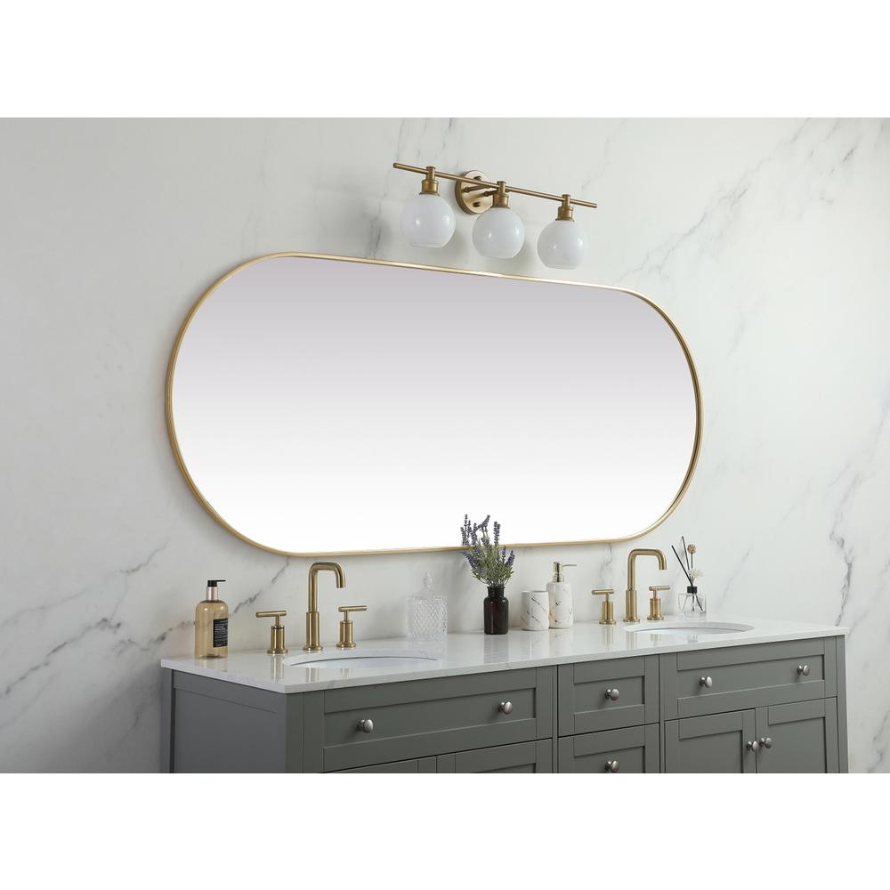 Metal Frame Oval Mirror 30x72 Inch in Brass. Picture 4
