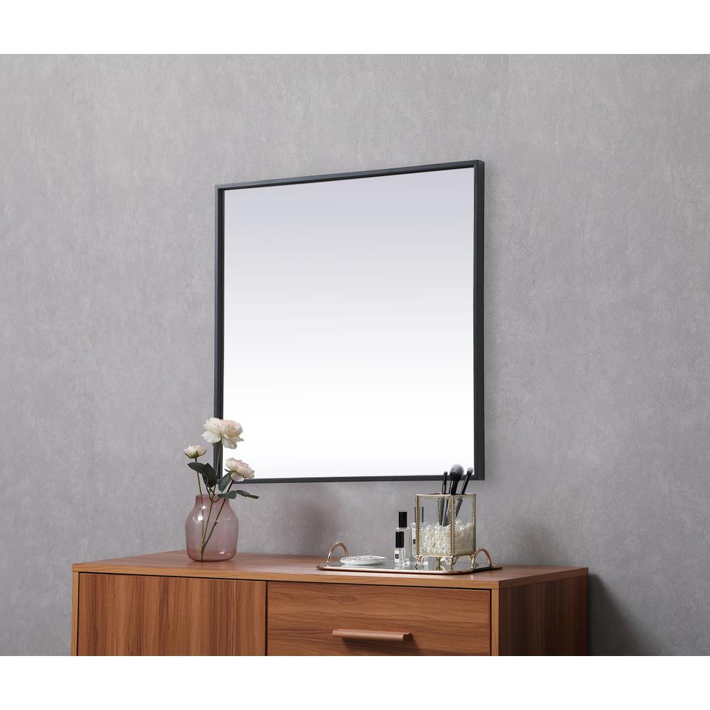 Metal Frame Square Mirror 24 inch in Black. Picture 4