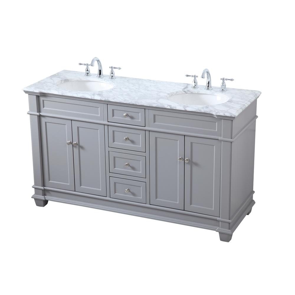 60 inch Double Bathroom Vanity set in Grey. Picture 8