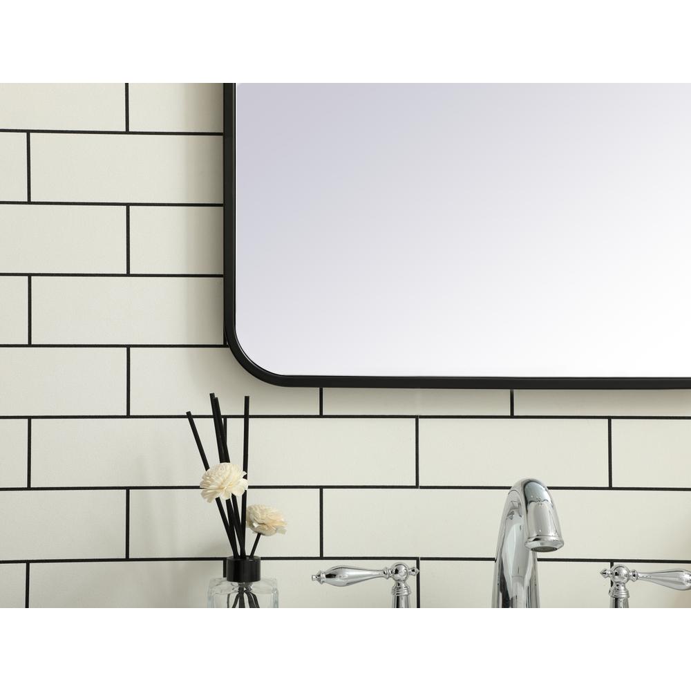Soft corner metal rectangular mirror 20x36 inch in Black. Picture 3