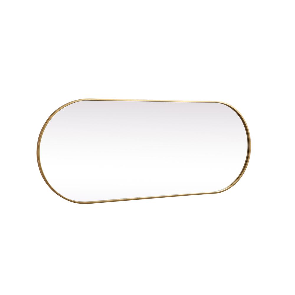 Metal Frame Oval Mirror 24x60 Inch in Brass. Picture 9