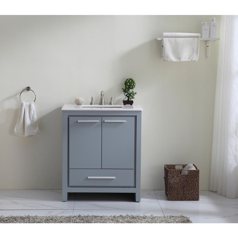 30 In. Single Bathroom Vanity Set In Grey. Picture 10