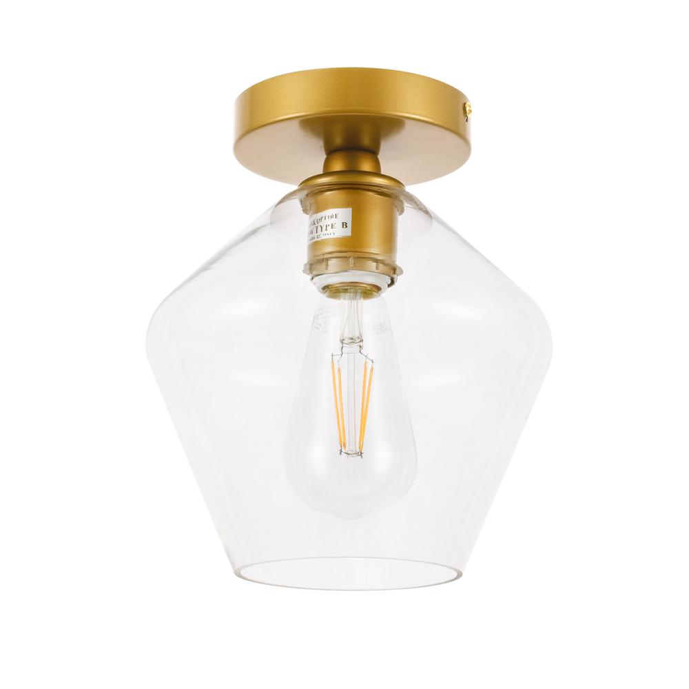 Gene 1 light Brass and Clear glass Flush mount. Picture 6