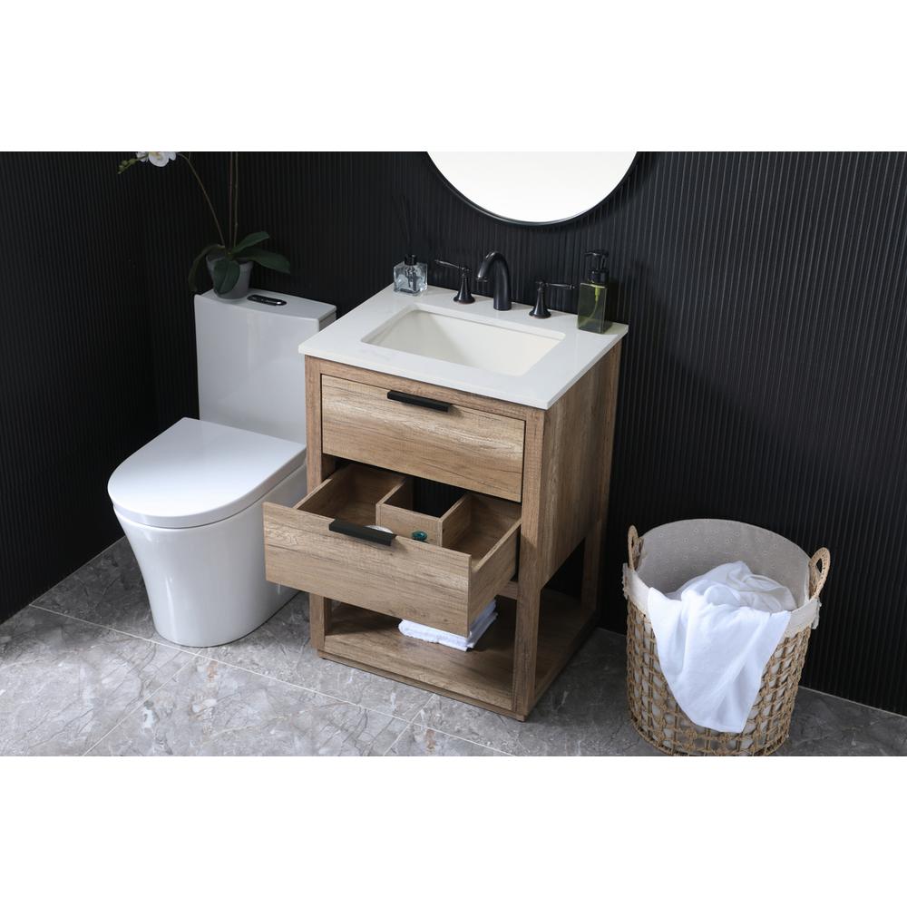 24 Inch SIngle Bathroom Vanity In Natural Oak. Picture 3