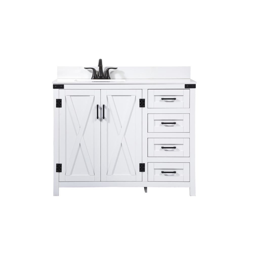 42 inch Single bathroom vanity in white with backsplash. Picture 1