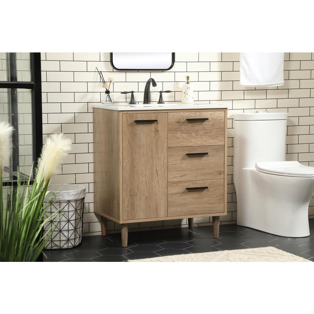 30 inch Single bathroom vanity in natural oak. Picture 2