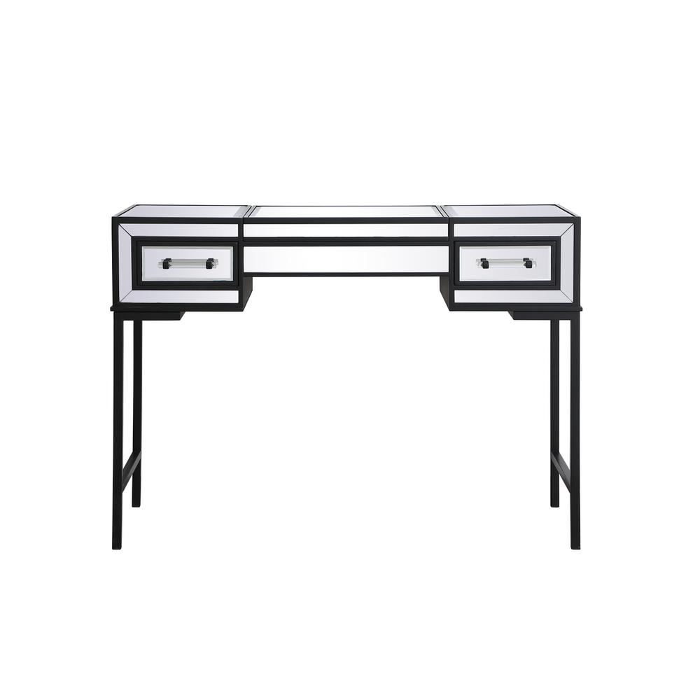 42 inch mirrored flip top vanity table in black. Picture 1