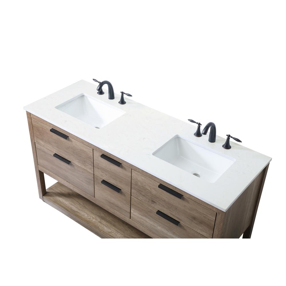 60 Inch Double Bathroom Vanity In Natural Oak. Picture 10