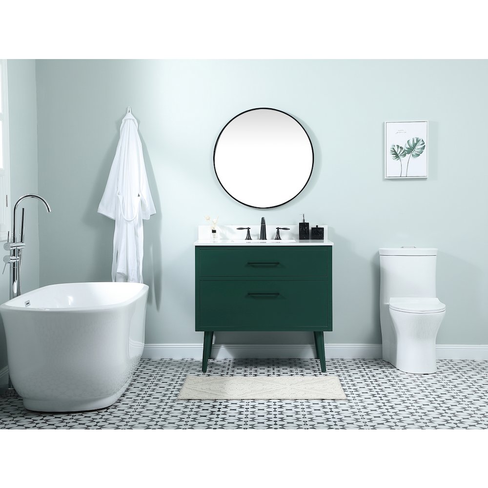 36 Inch Bathroom Vanity In Green With Backsplash. Picture 5