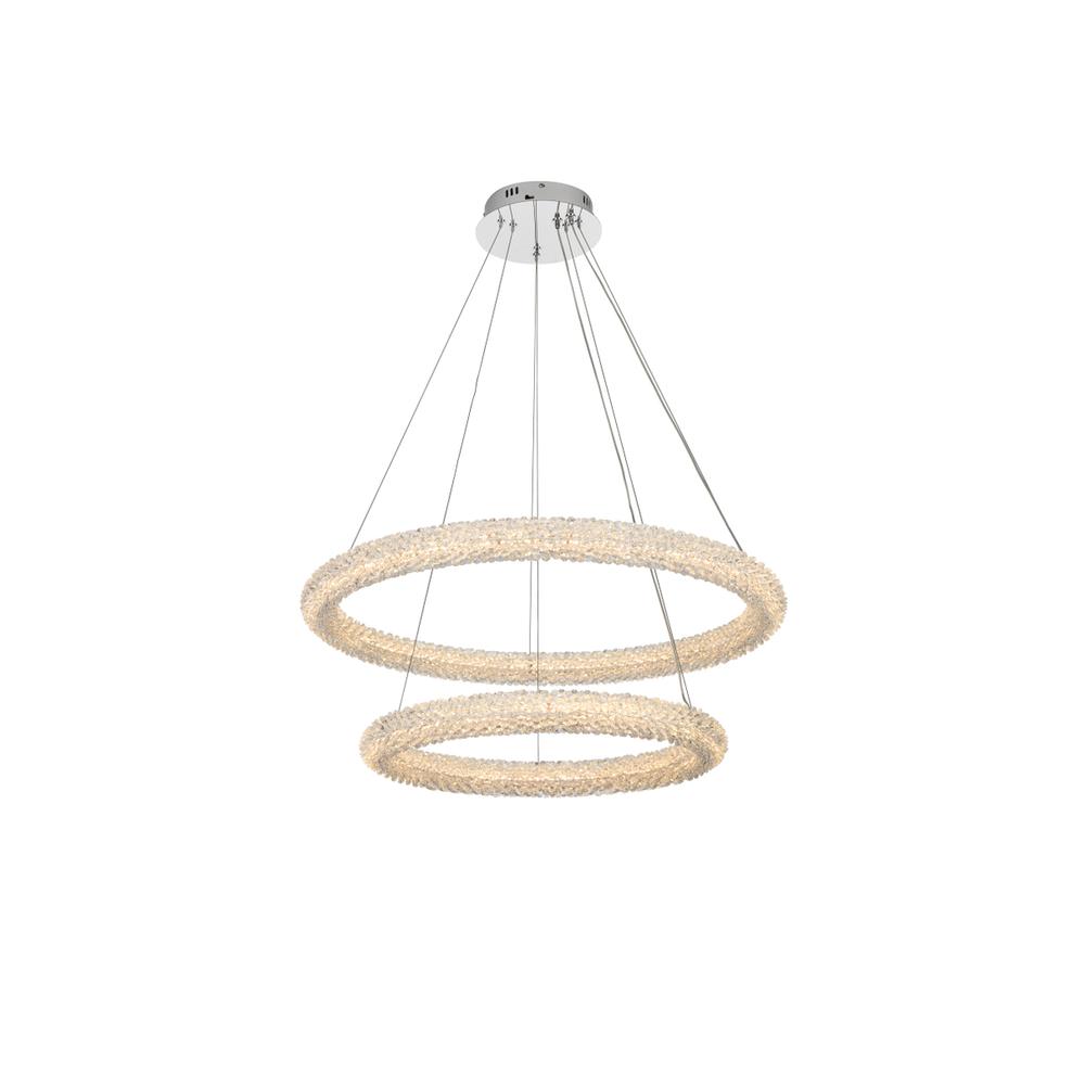 Bowen 32 inch Adjustable LED Chandelier in Chrome. Picture 1