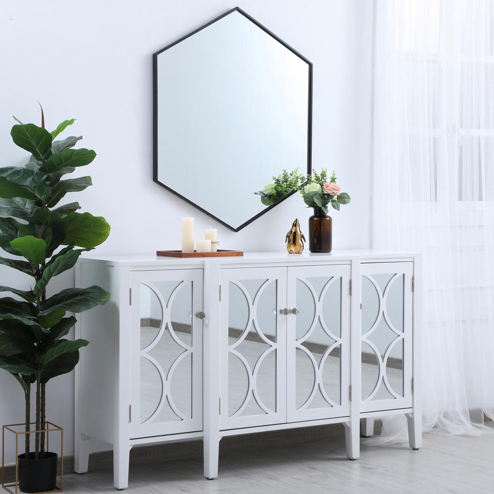 Metal frame hexagon mirror 38 inch in Black. Picture 3