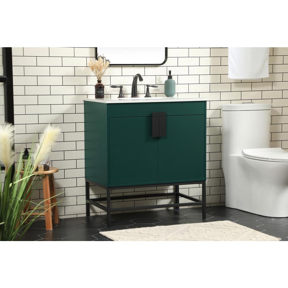 30 inch Single bathroom vanity in green. Picture 2
