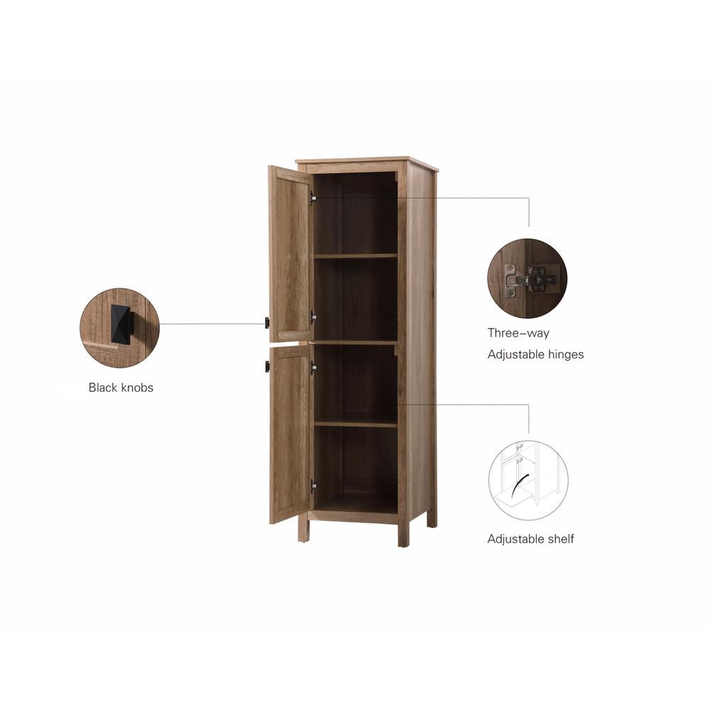 20 Inch Wide Bathroom Linen Storage Freestanding Cabinet In Natural Oak. Picture 12