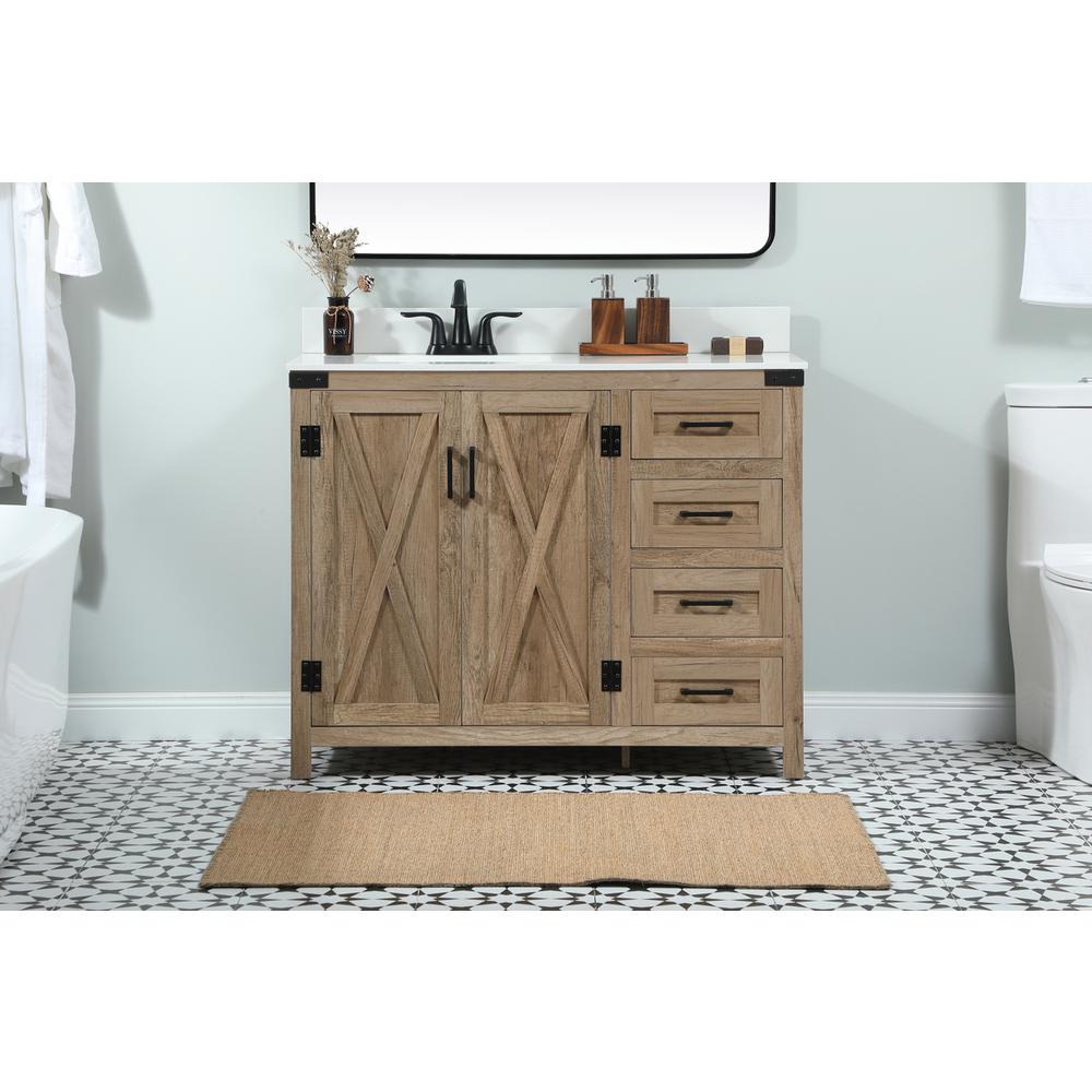 42 inch Single bathroom vanity in natural oak with backsplash. Picture 14