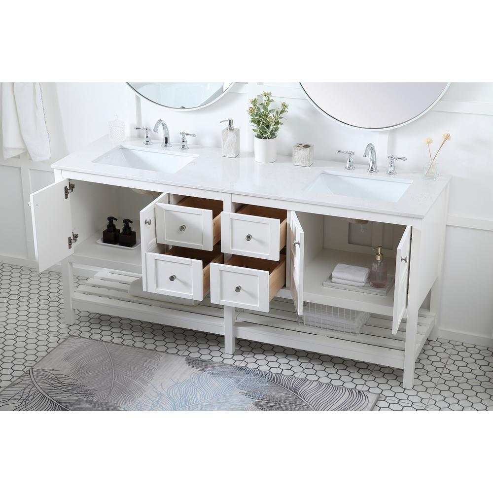 72 inch Double Bathroom Vanity in White. Picture 3