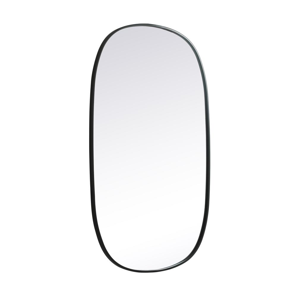 Metal Frame Oval Mirror 30x48 Inch in Black. Picture 7