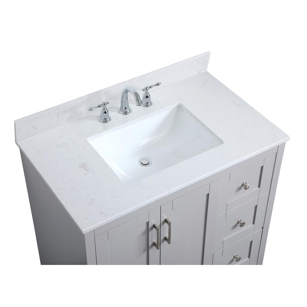 36 inch Single Bathroom Vanity in Grey with Backsplash. Picture 11