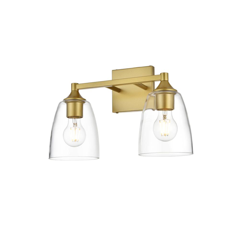 Gianni 2 light Brass and Clear Bath Sconce. Picture 2