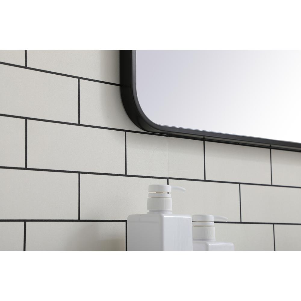 Soft corner metal rectangular mirror 24x36 inch in Black. Picture 4