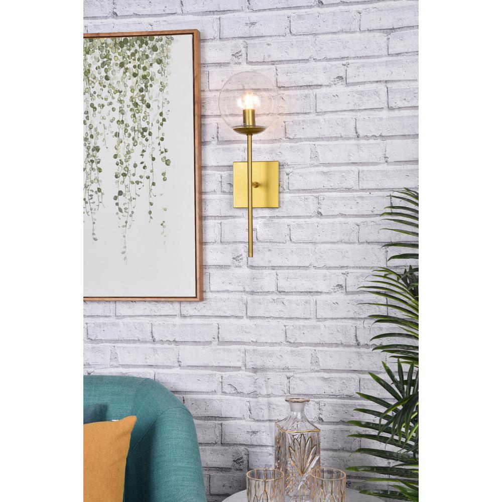 Neri 1 light brass and clear glass wall sconce. Picture 9