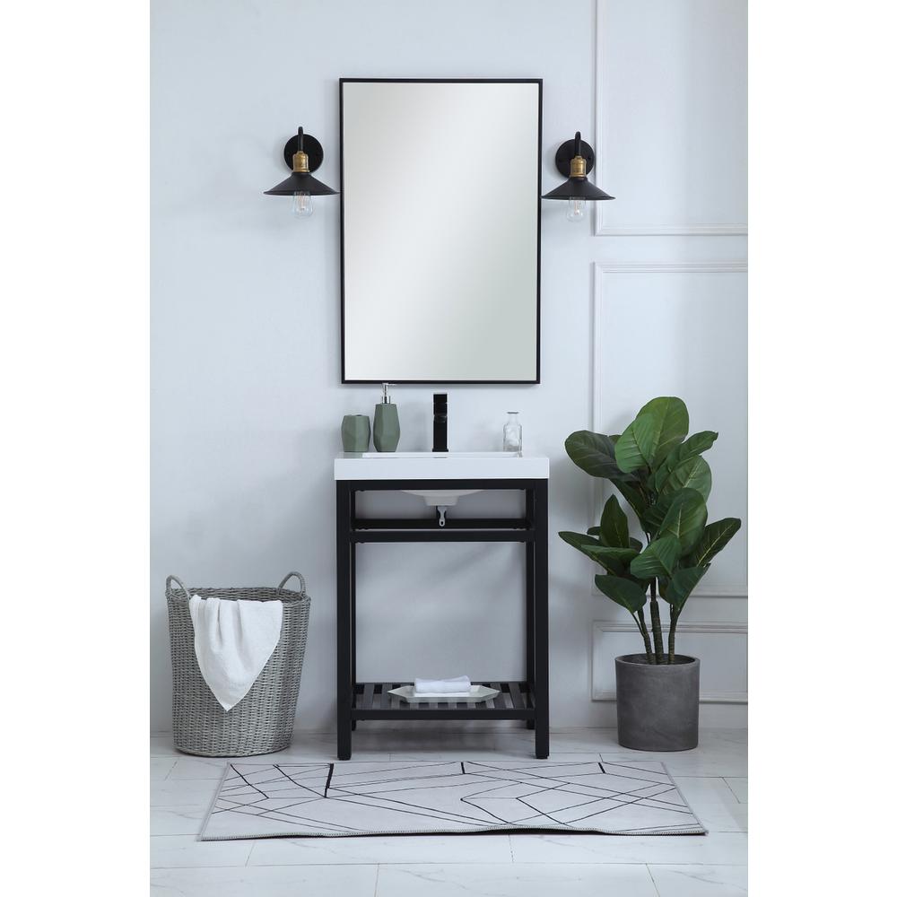 24 inch Single Bathroom Metal Vanity in Black. Picture 5