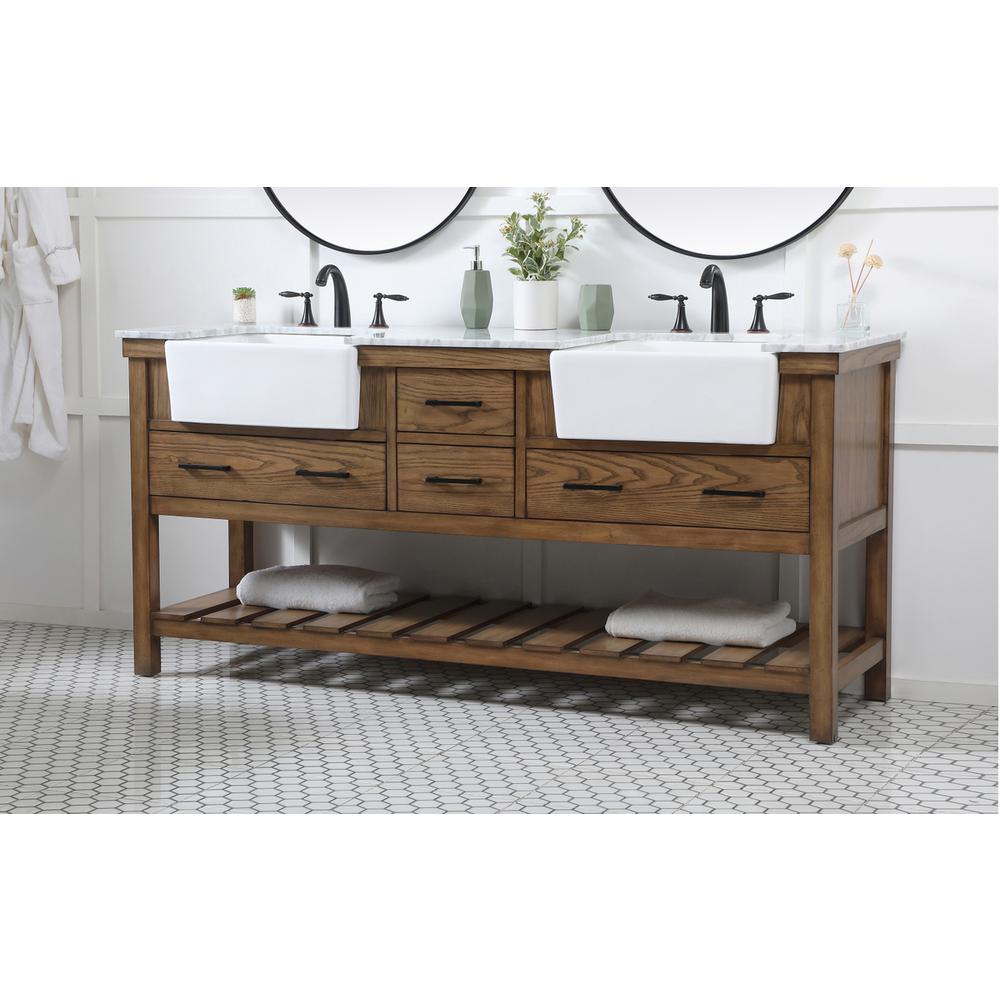 72 inch double bathroom vanity in driftwood. Picture 2
