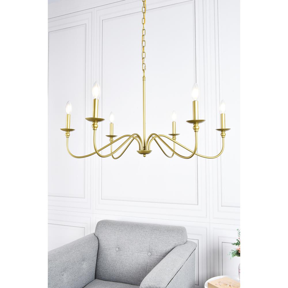 Rohan 6 lights brass chandelier. Picture 6