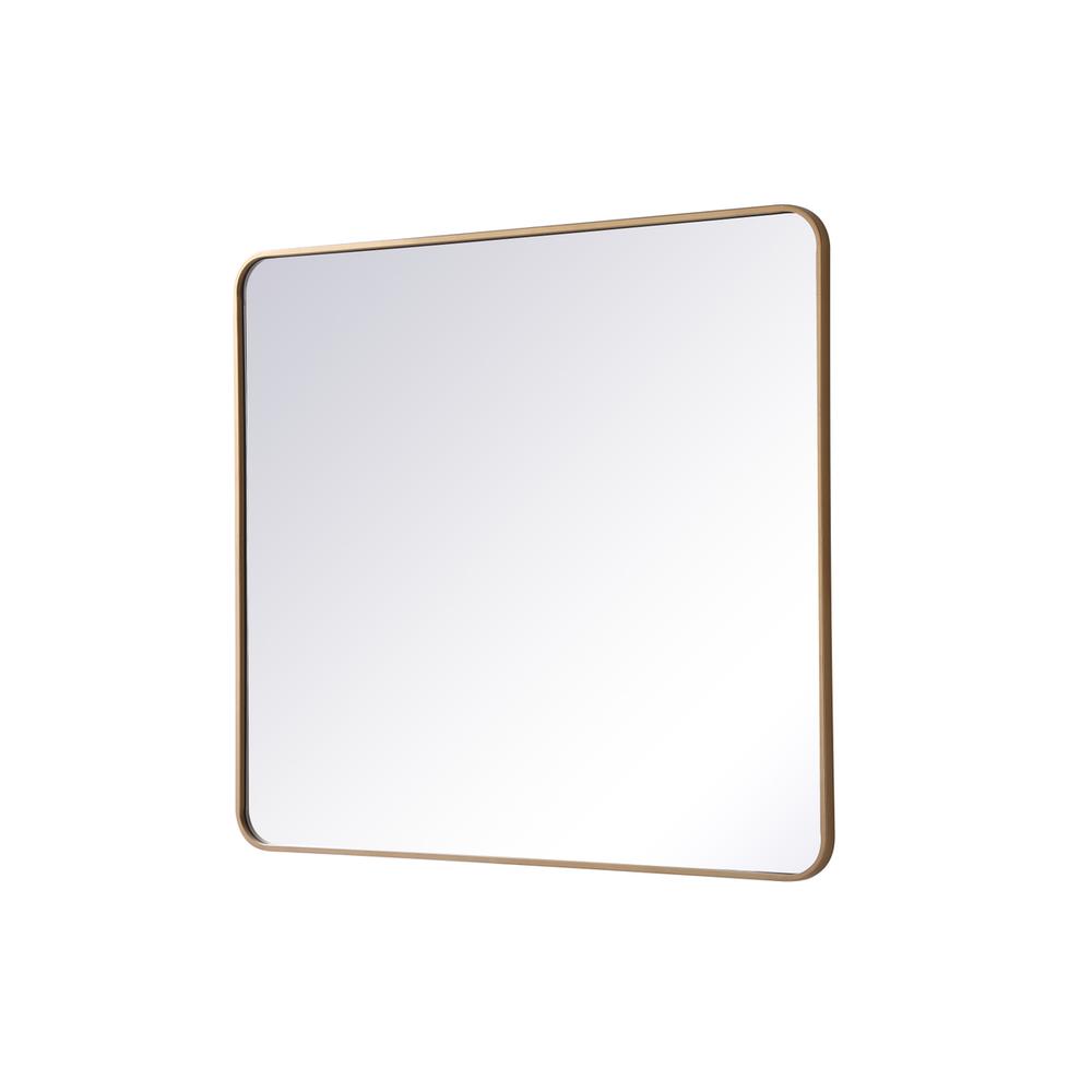 Soft corner metal rectangular mirror 36x40 inch in Brass. Picture 5