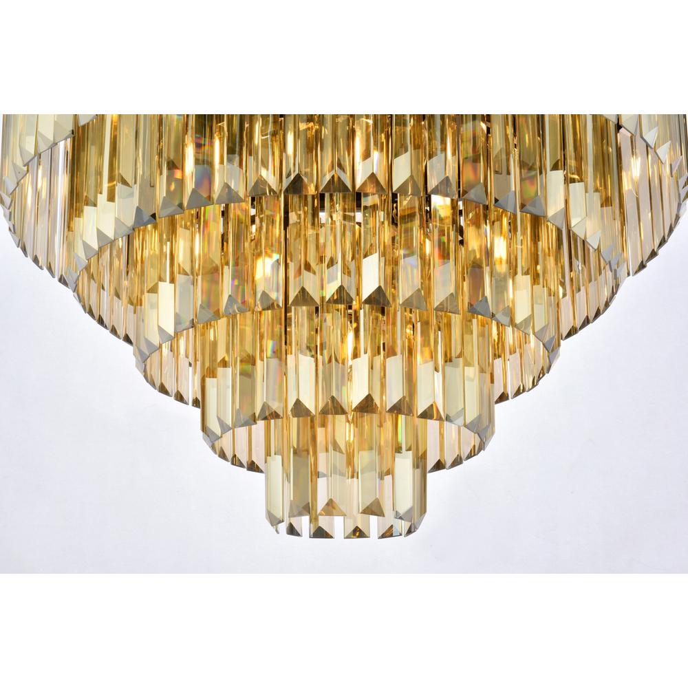 Sydney 17 light Matte Black Flush Mount Golden Teak (Smoky) Royal Cut Crystal. Picture 3