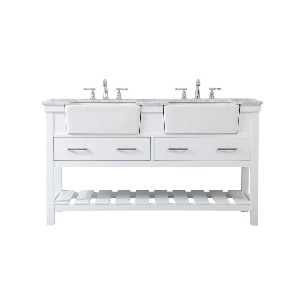 60 inch double bathroom vanity in white. Picture 1