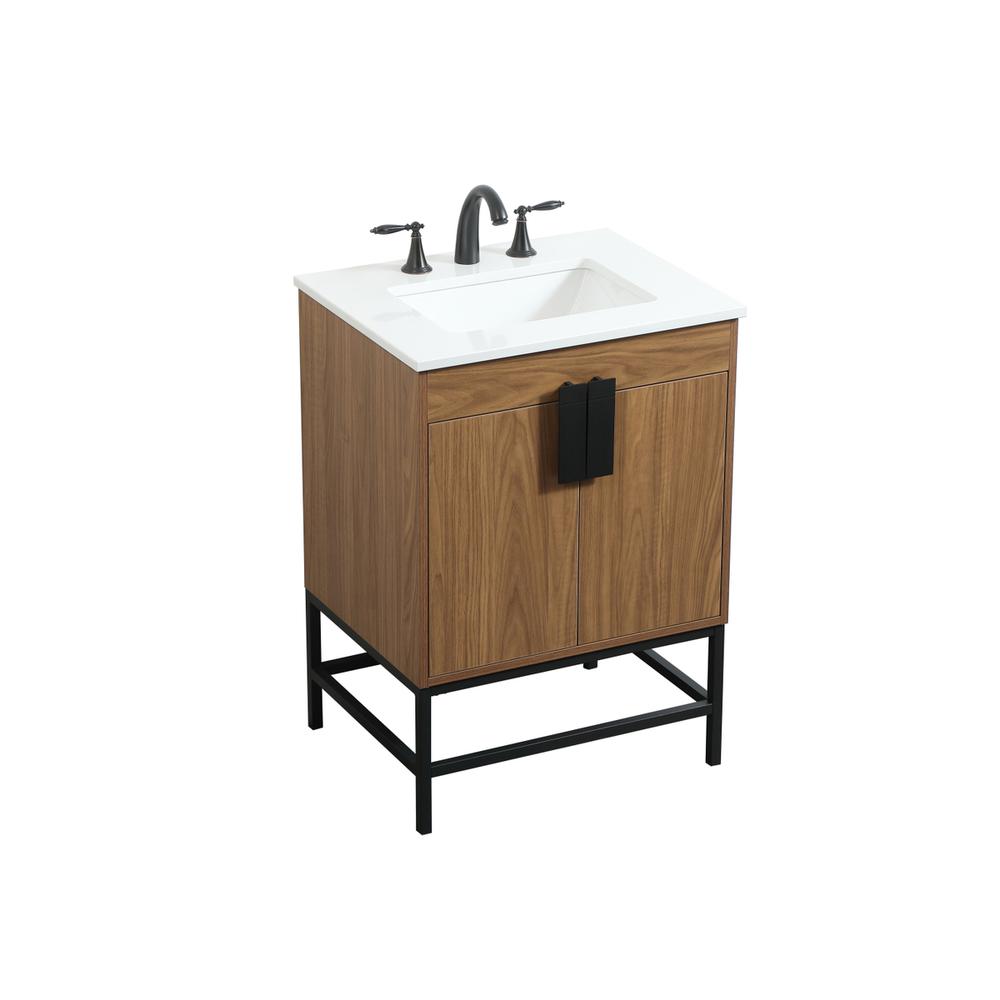 24 inch Single bathroom vanity in walnut brown. Picture 8