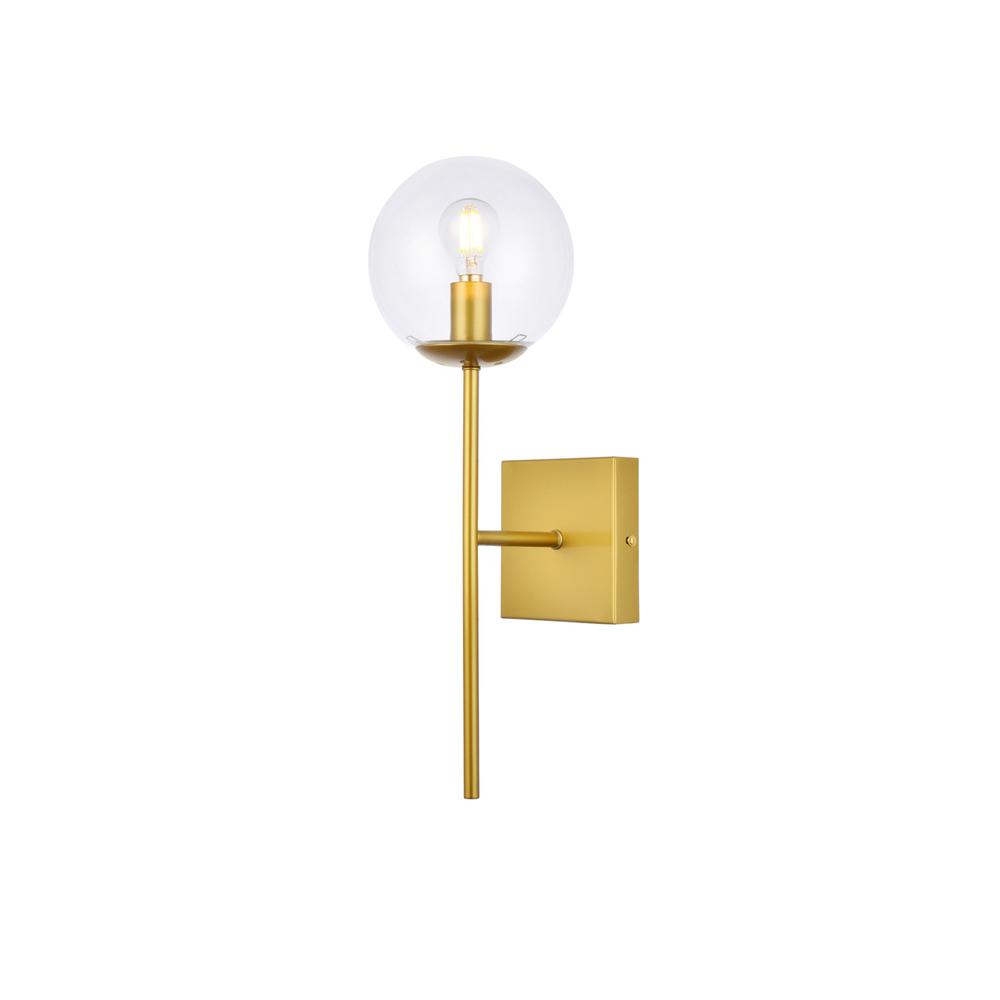 Neri 1 light brass and clear glass wall sconce. Picture 2