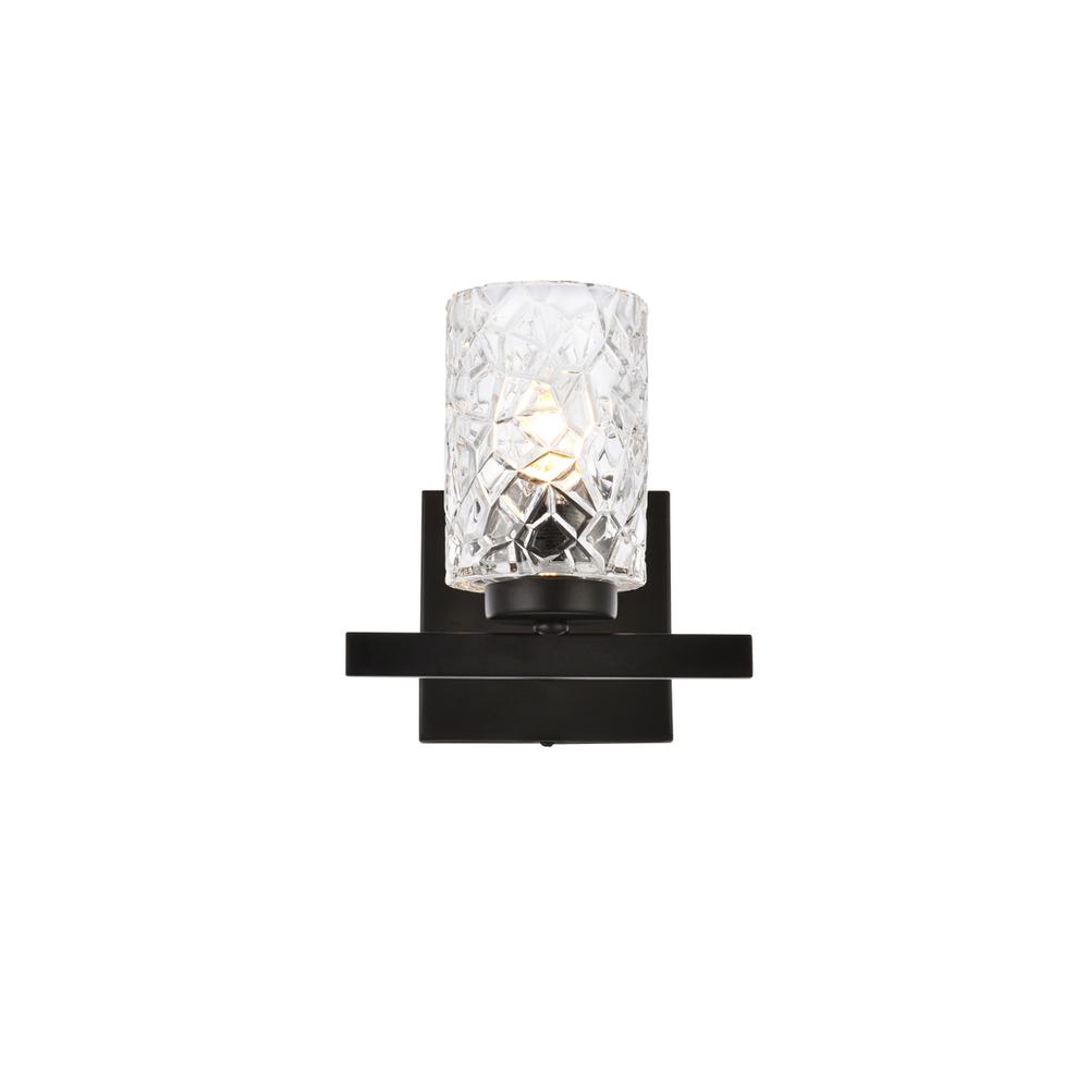 Cassie 1 light bath sconce in black with clear shade. Picture 1