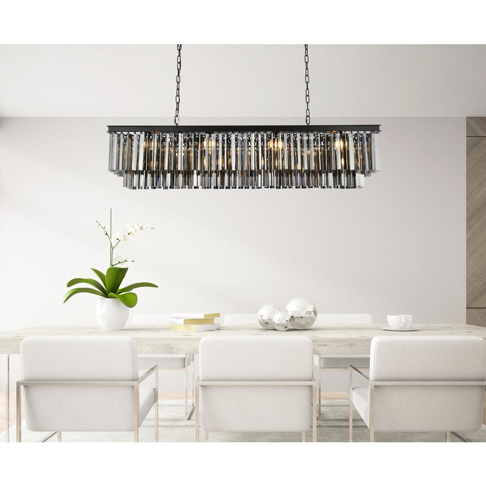 Sydney 12 light Matte Black Chandelier Silver Shade (Grey) Royal Cut Crystal. Picture 8