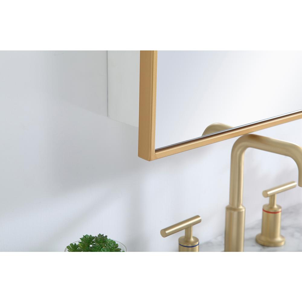 Metal mirror medicine cabinet 17 inch x 28 inch in Brass. Picture 4