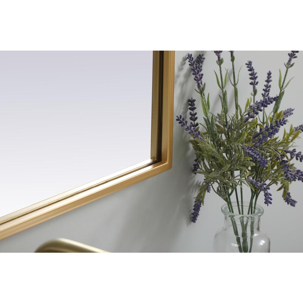 Metal Frame Arch Mirror 22x30 Inch in Brass. Picture 6