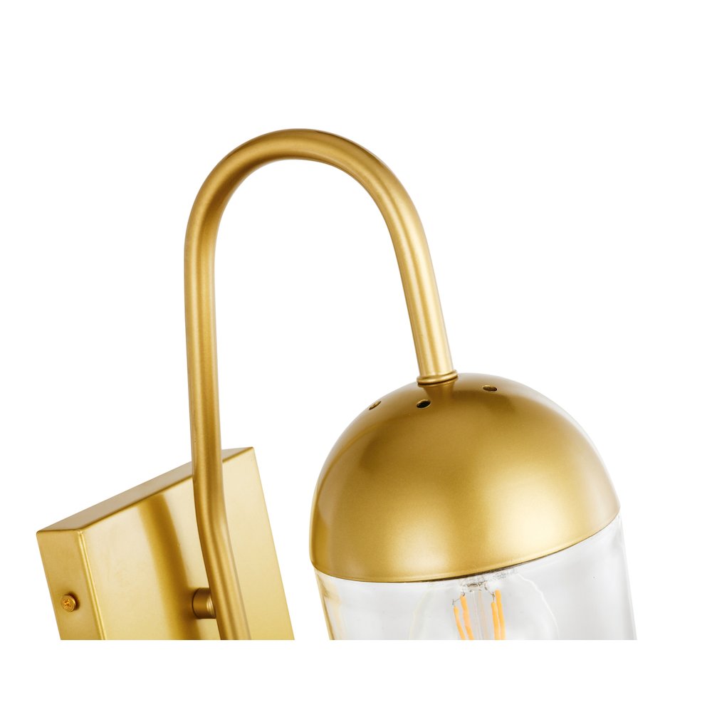Kace 1 Light Brass And Clear Glass Wall Sconce. Picture 10