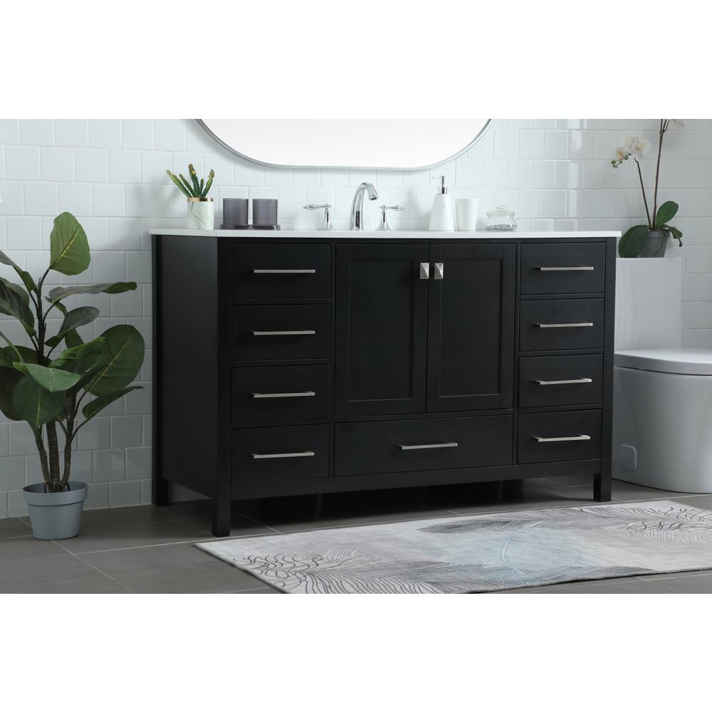 54 Inch SIngle Bathroom Vanity In Black. Picture 2