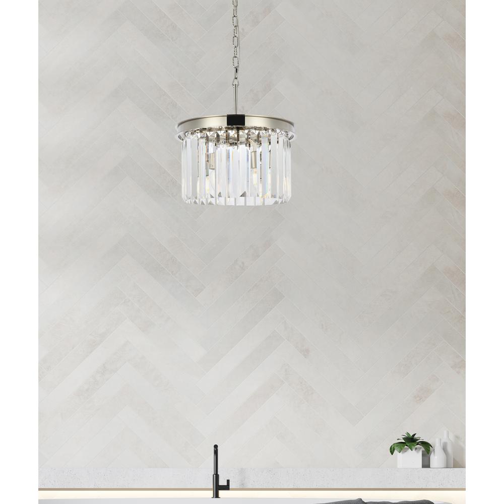 Sydney 3 light polished nickel Pendant Clear Royal Cut Crystal. Picture 8