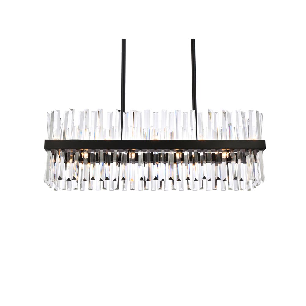 Serephina 36 inch crystal rectangle chandelier light in black. Picture 2