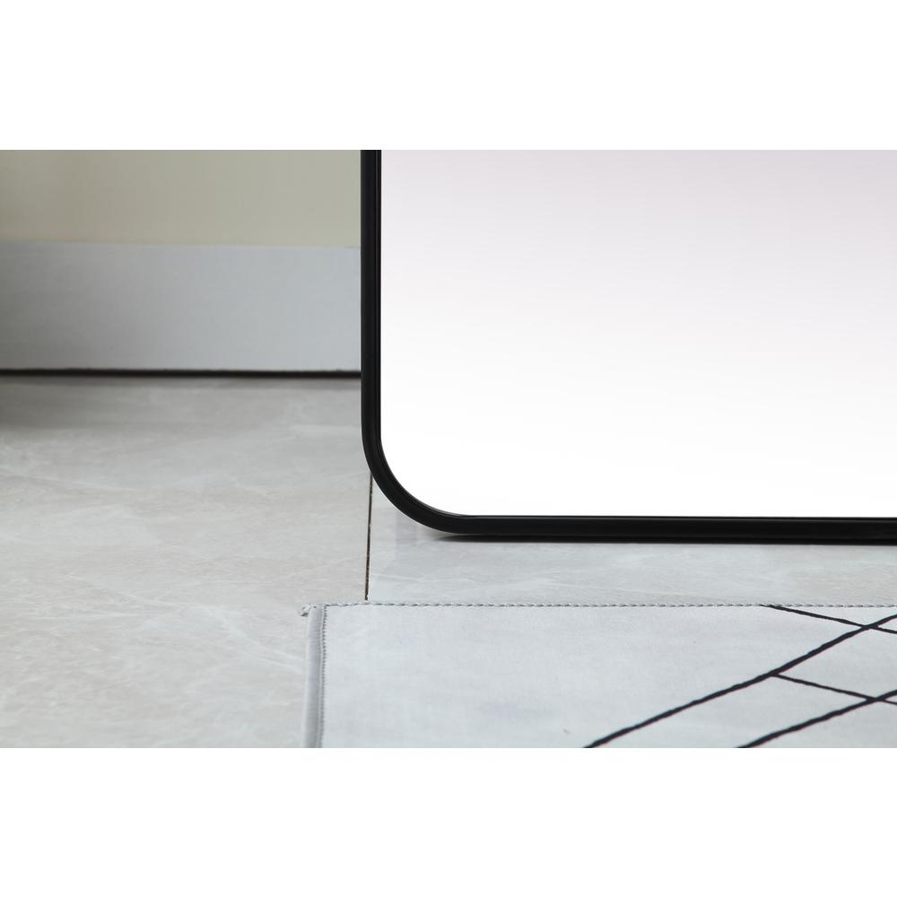 Soft Corner Metal Rectangle Full Length Mirror 30x60 Inch in Black. Picture 4